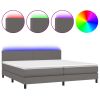 Boxspring met matras en LED kunstleer grijs 200x200 cm