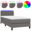 Boxspring met matras en LED kunstleer grijs 90x190 cm