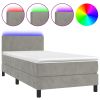 Boxspring met matras en LED fluweel lichtgrijs 80x200 cm