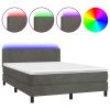 Boxspring met matras en LED fluweel donkergrijs 140x190 cm