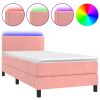 Boxspring met matras en LED fluweel roze 90x200 cm