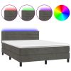 Boxspring met matras en LED fluweel donkergrijs 140x190 cm