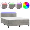 Boxspring met matras en LED fluweel lichtgrijs 140x190 cm