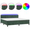 Boxspring met matras en LED fluweel donkergroen 200x200 cm