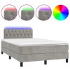Boxspring met matras en LED fluweel lichtgrijs 120x200 cm