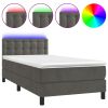 Boxspring met matras en LED fluweel donkergrijs 90x190 cm