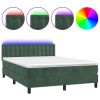 Boxspring met matras en LED fluweel donkergroen 140x190 cm