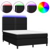 Boxspring met matras en LED stof zwart 140x190 cm