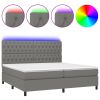 Boxspring met matras en LED stof donkergrijs 200x200 cm