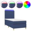 Boxspring met matras en LED stof blauw 80x200 cm