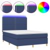 Boxspring met matras en LED stof blauw 140x190 cm