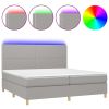 Boxspring met matras en LED stof lichtgrijs 200x200 cm