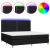 Boxspring met matras en LED stof zwart 200x200 cm