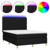 Boxspring met matras en LED stof zwart 140x190 cm