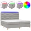 Boxspring met matras en LED stof lichtgrijs 200x200 cm