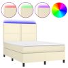 Boxspring met matras en LED kunstleer crèmekleurig 140x200 cm