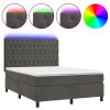 Boxspring met matras en LED fluweel donkergrijs 140x190 cm