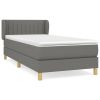 Boxspring met matras stof donkergrijs 90x200 cm