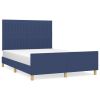 Bedframe met hoofdeinde stof blauw 140x200 cm