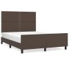 Bedframe met hoofdbord kunstleer bruin 140x190 cm