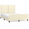 Bedframe met hoofdbord kunstleer crèmekleurig 140x200 cm