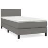 Boxspring met matras stof donkergrijs 90x190 cm