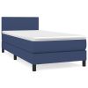 Boxspring met matras stof blauw 100x200 cm