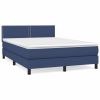 Boxspring met matras stof blauw 140x190 cm