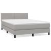 Boxspring met matras stof lichtgrijs 140x200 cm