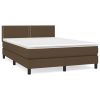 Boxspring met matras stof donkerbruin 140x200 cm