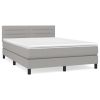Boxspring met matras stof lichtgrijs 140x190 cm