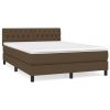 Boxspring met matras stof donkerbruin 140x200 cm