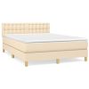 Boxspring met matras stof crèmekleurig 140x190 cm