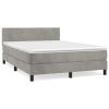Boxspring met matras fluweel lichtgrijs 140x190 cm