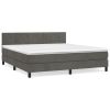 Boxspring met matras fluweel donkergrijs 160x200 cm