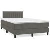 Boxspring met matras fluweel donkergrijs 120x200 cm