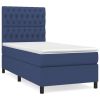 Boxspring met matras stof blauw 90x200 cm