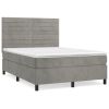 Boxspring met matras fluweel lichtgrijs 140x200 cm