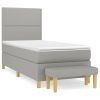 Boxspring met matras stof lichtgrijs 90x190 cm