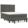 Boxspring met matras fluweel donkergrijs 140x190 cm