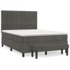 Boxspring met matras fluweel donkergrijs 140x200 cm
