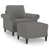 Fauteuil met voetenbank 60 cm stof donkergrijs