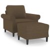Fauteuil met voetenbank 60 cm stof bruin