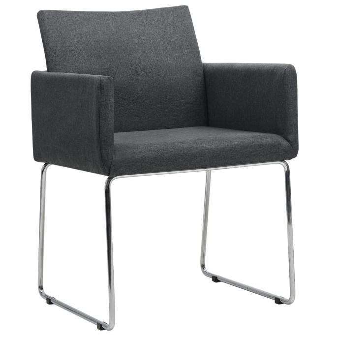 Eetkamerstoelen 4 st stof donkergrijs