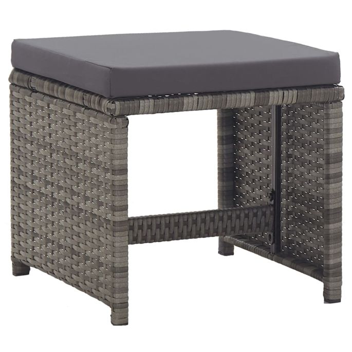 Tuinkrukken 2 st met kussens poly rattan antraciet