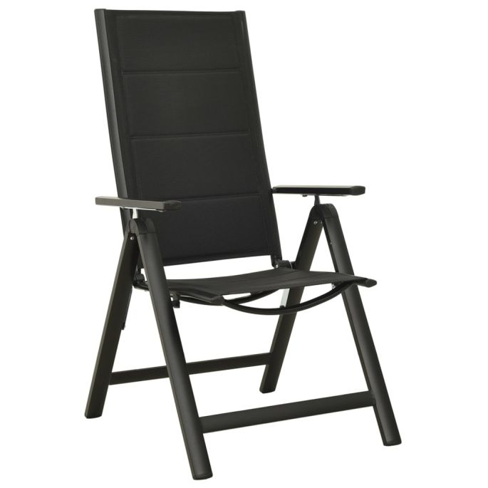 Tuinstoelen 2 st inklapbaar textileen aluminium zwart