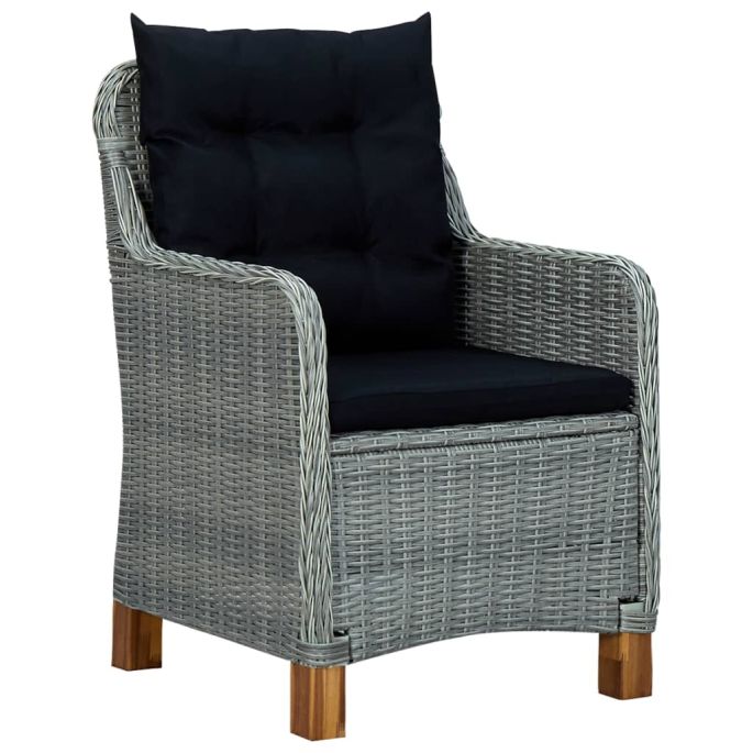 Tuinstoelen 2 st met kussens poly rattan lichtgrijs
