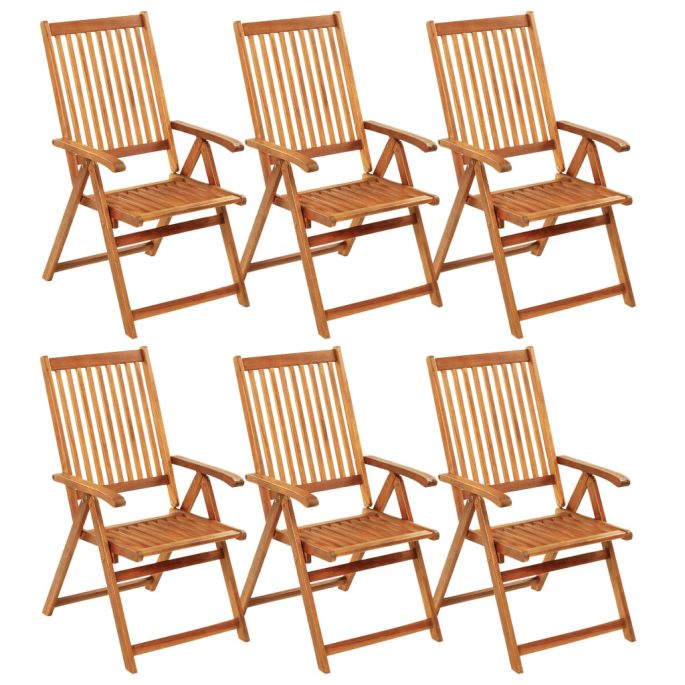 Tuinstoelen 6 st inklapbaar met kussens massief acaciahout