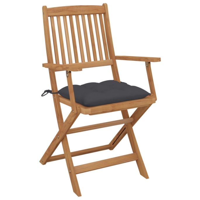 Tuinstoelen 6 st inklapbaar met kussens massief acaciahout