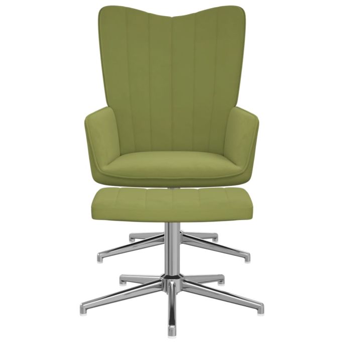 Relaxstoel met voetenbank fluweel lichtgroen